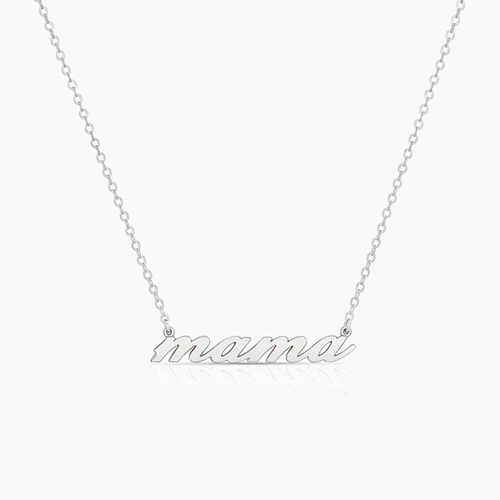Mama Silver Script Necklace