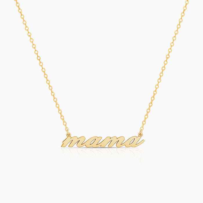 Mama Silver Script Necklace