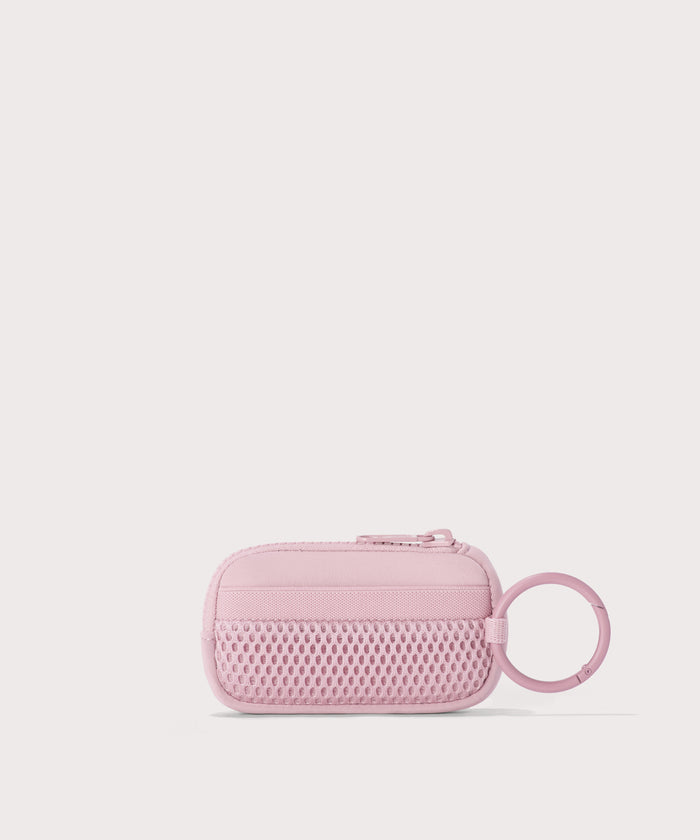 Mara Keychain in a cool, powdery pink with soft grey undertones.  Back view.