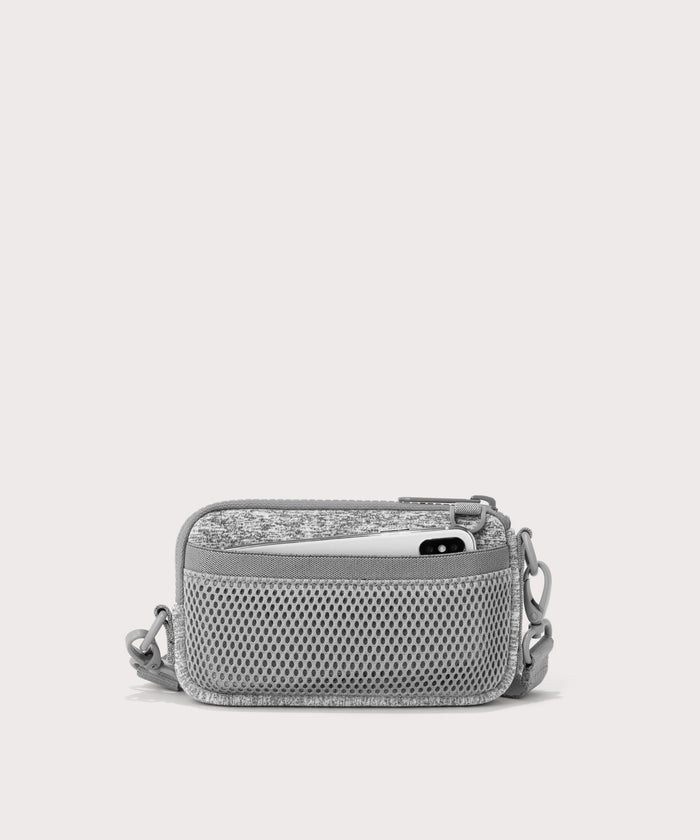 Dagne Dover Mara Phone Sling in grey showing the exterior air mesh slip.