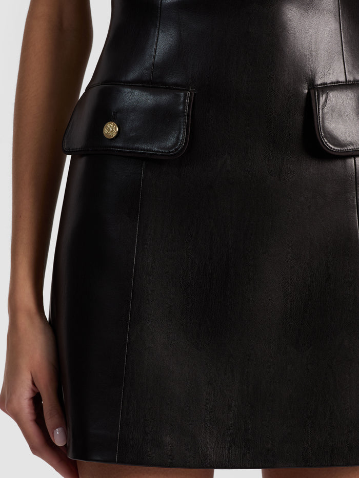 MARCELLA VEGAN MINI DRESS - BLACK