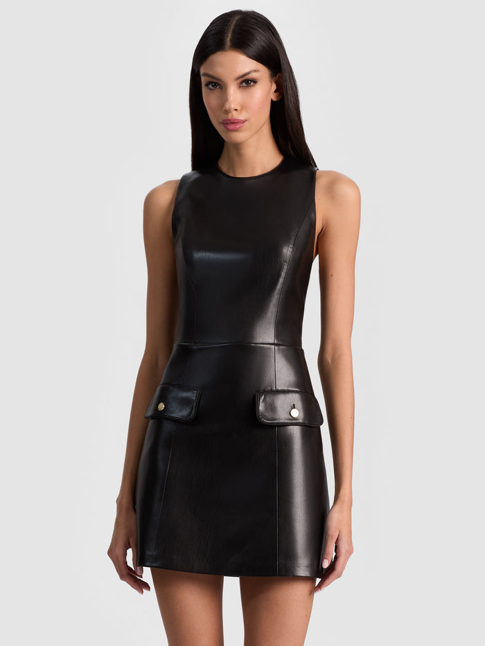 MARCELLA VEGAN MINI DRESS - BLACK