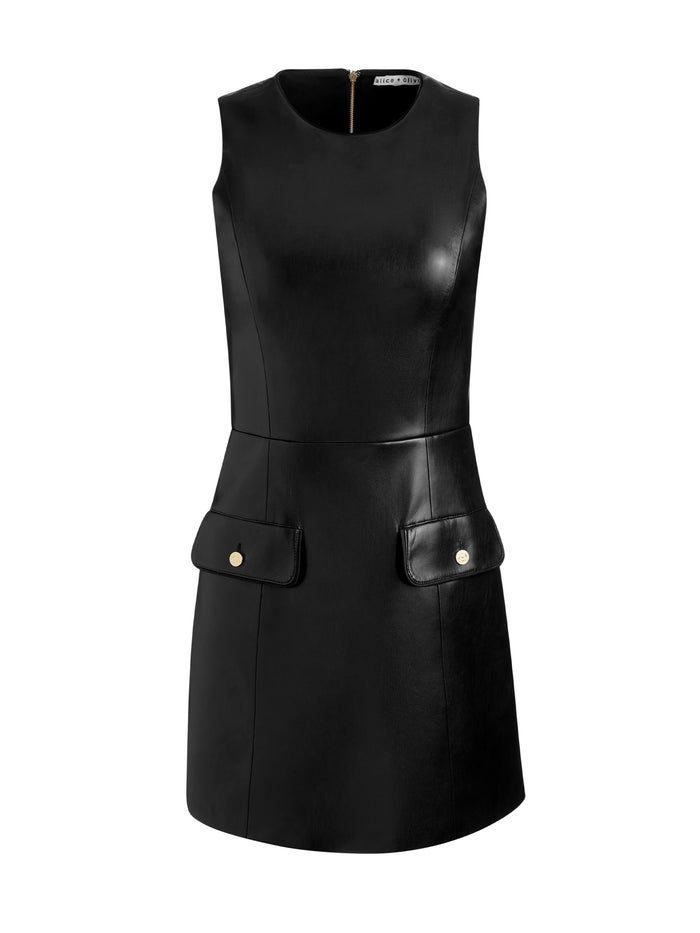 MARCELLA VEGAN MINI DRESS - BLACK
