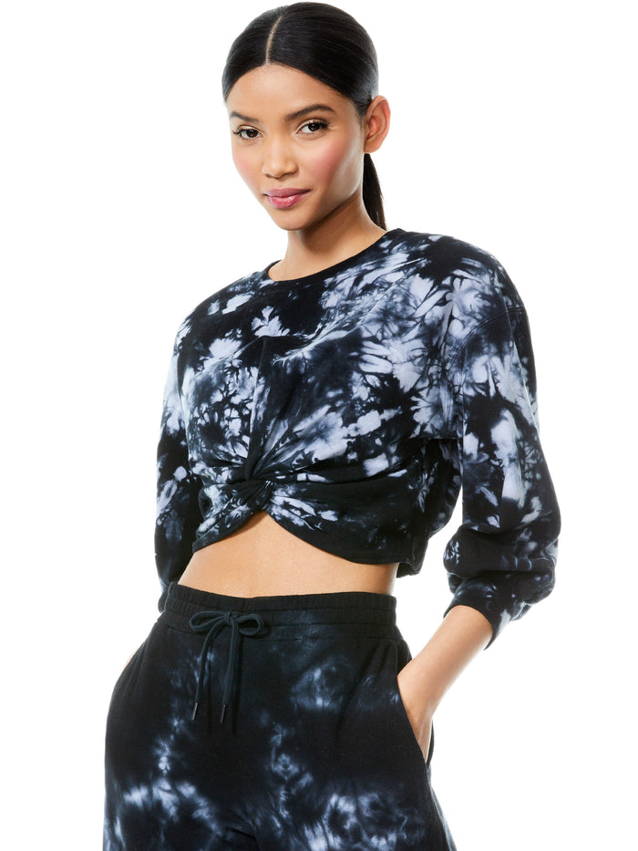 MARCELLE TIE DYE TOP - BLACK/WHITE