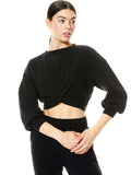 MARCELLE TWIST FRONT CROP TOP - BLACK