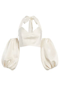 MARI PUFF SLEEVE HALTER TOP - CREAM