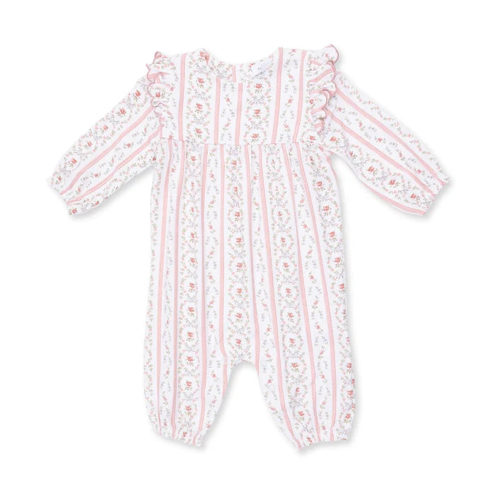 Marnie Rosebud Stripe Long Sleeve Petal Ruffle Romper