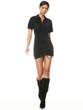 MARSHA RUCHED POLO MINI DRESS - BLACK