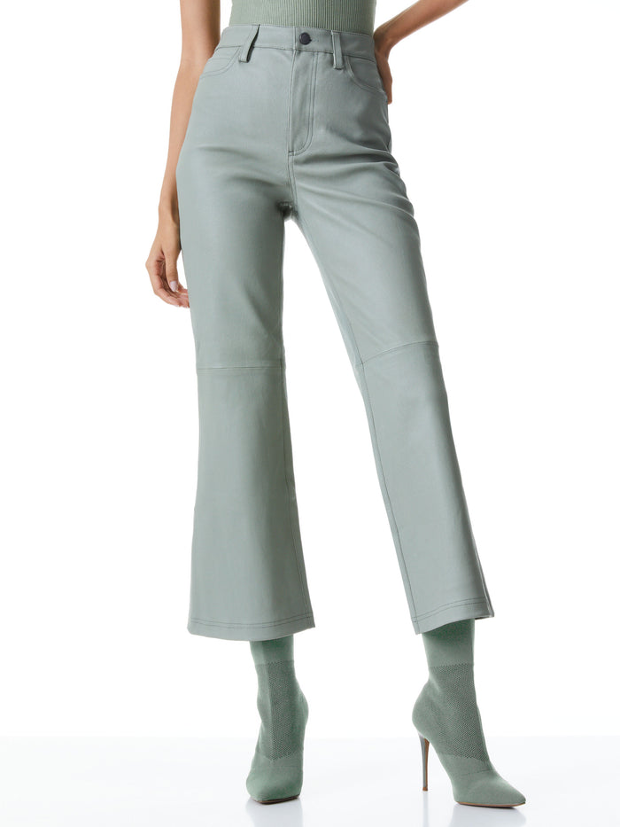 MARSHALL HIGH RISE LEATHER BELL PANT - SAGE