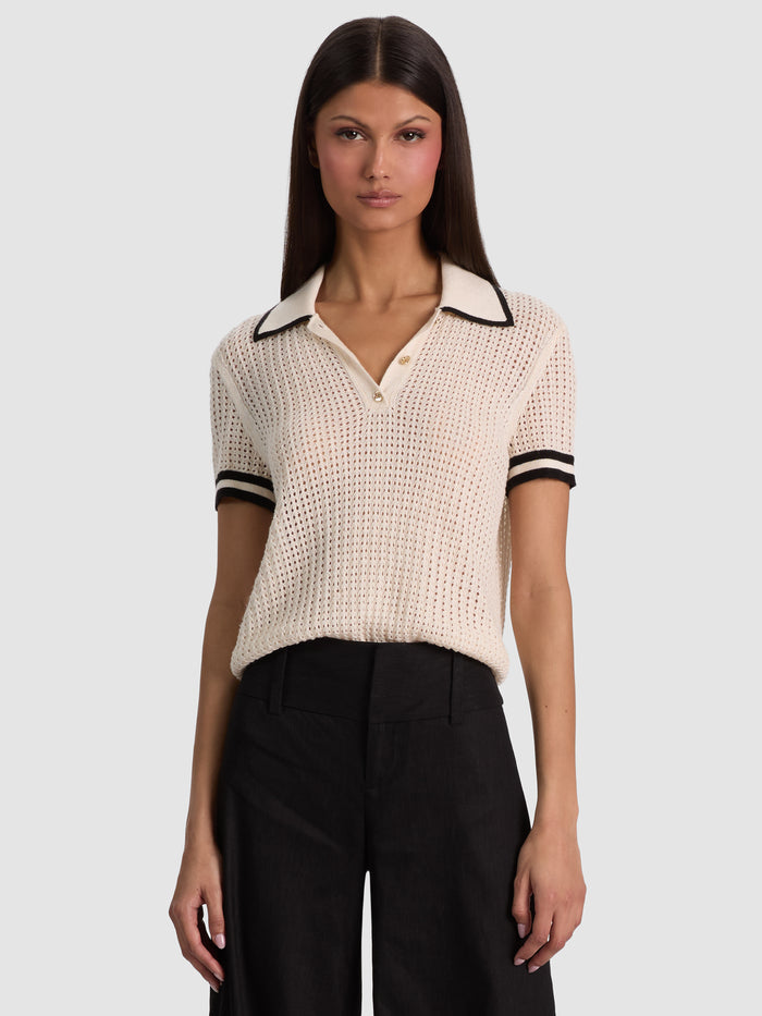 MARTHA POINTELLE POLO - SOFT WHITE/BLACK