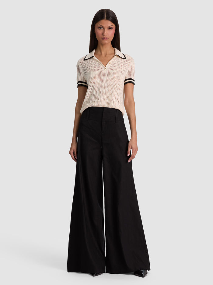 MARTHA POINTELLE POLO - SOFT WHITE/BLACK