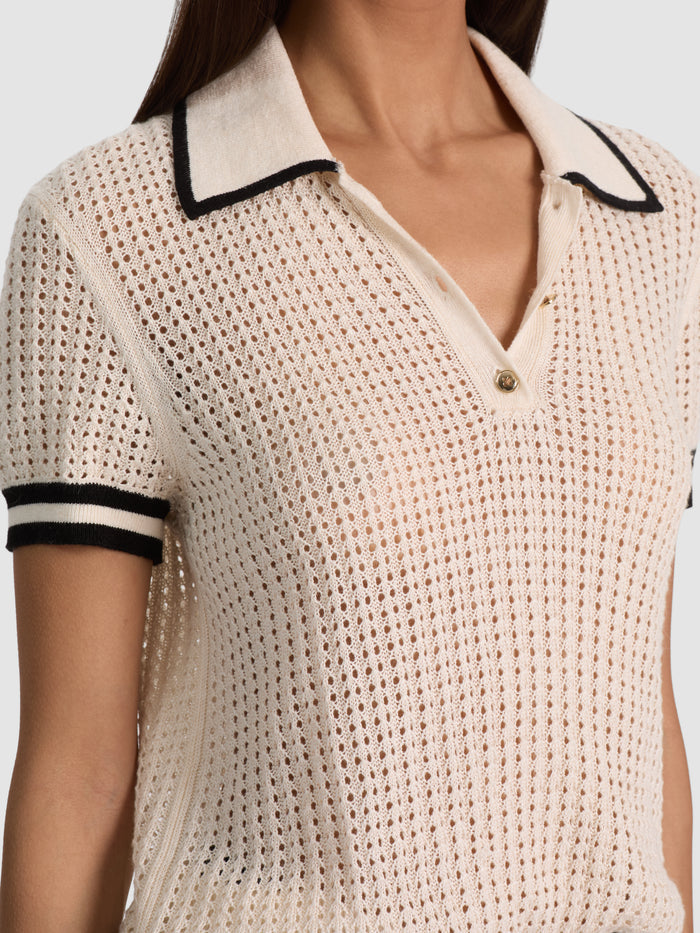 MARTHA POINTELLE POLO - SOFT WHITE/BLACK