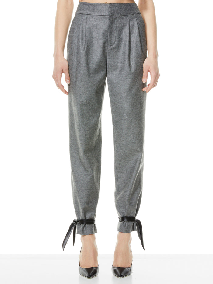 MASON VEGAN LEATHER TIE PANT - CHARCOAL/BLACK