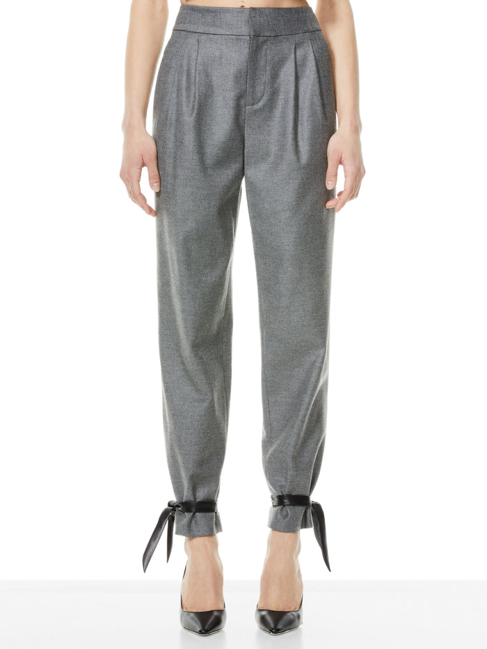 MASON VEGAN LEATHER TIE PANT - CHARCOAL/BLACK