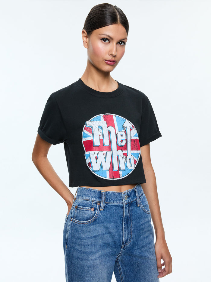MAXIE CROPPED TEE - BLACK/MULTI