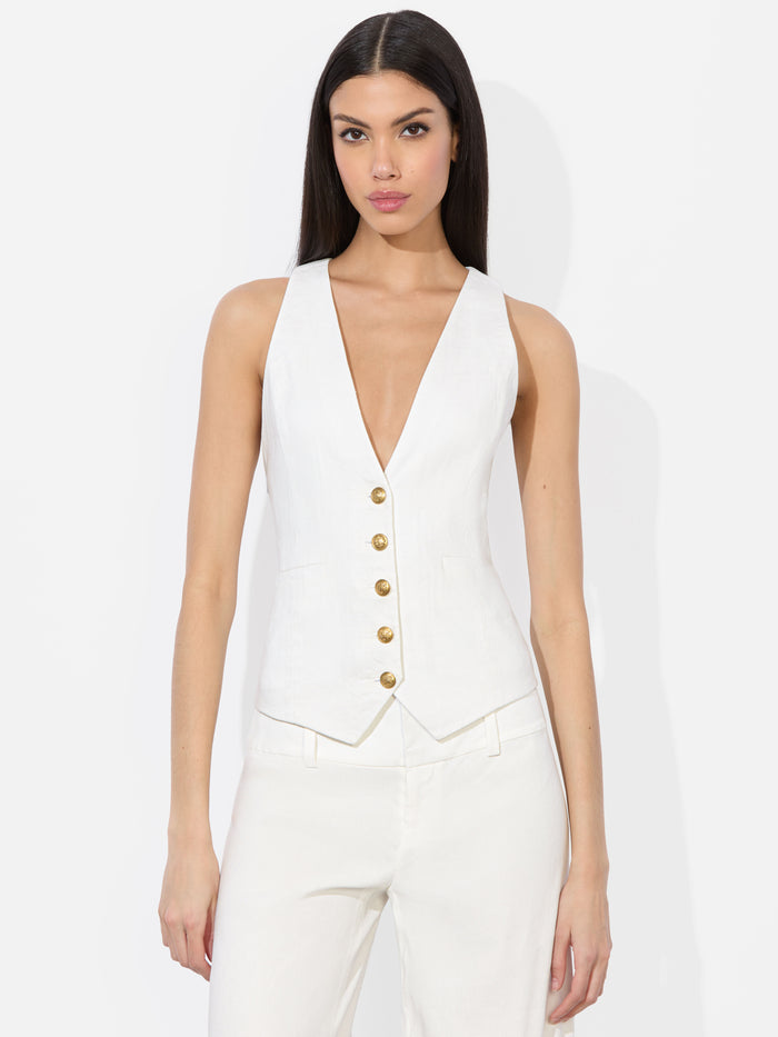 MAZIE LINEN VEST - OFF WHITE