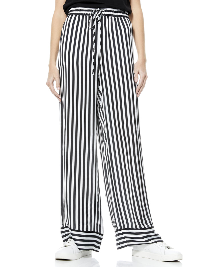 MEERA PIPED DRWSTRNG PJAMA PAN - STRIPE BLACK/SOFT WHITE