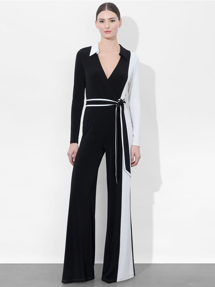 MELINDA COLORBLOCK JUMPSUIT - BLACK/OFF WHITE