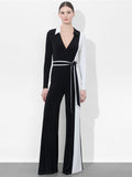MELINDA COLORBLOCK JUMPSUIT - BLACK/OFF WHITE