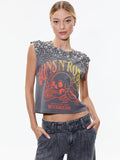 MICAH EMBELLLISHED CROPPED MUSCLE TANK - GUNS N ROSES