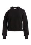 MICHAEL STUDDED CREW NECK PULLOVER - BLACK/GOLD