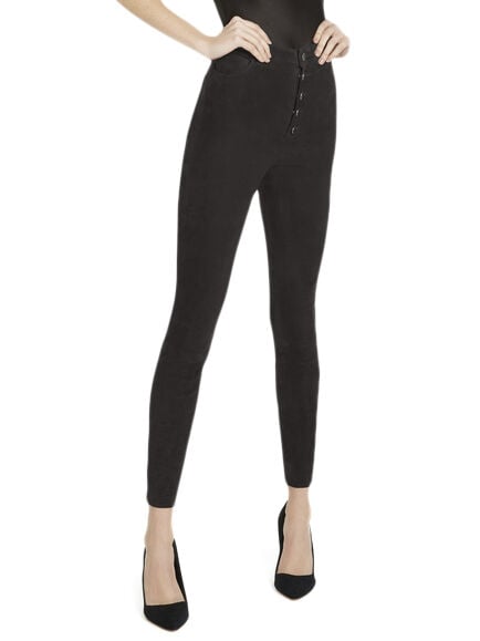 MIKAH SUEDE HIGH RISE PANT - BLACK