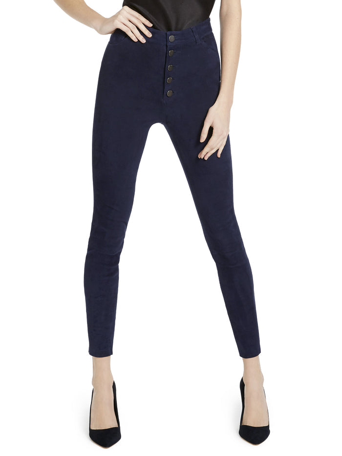 MIKAH SUEDE HIGH RISE PANT - NAVY