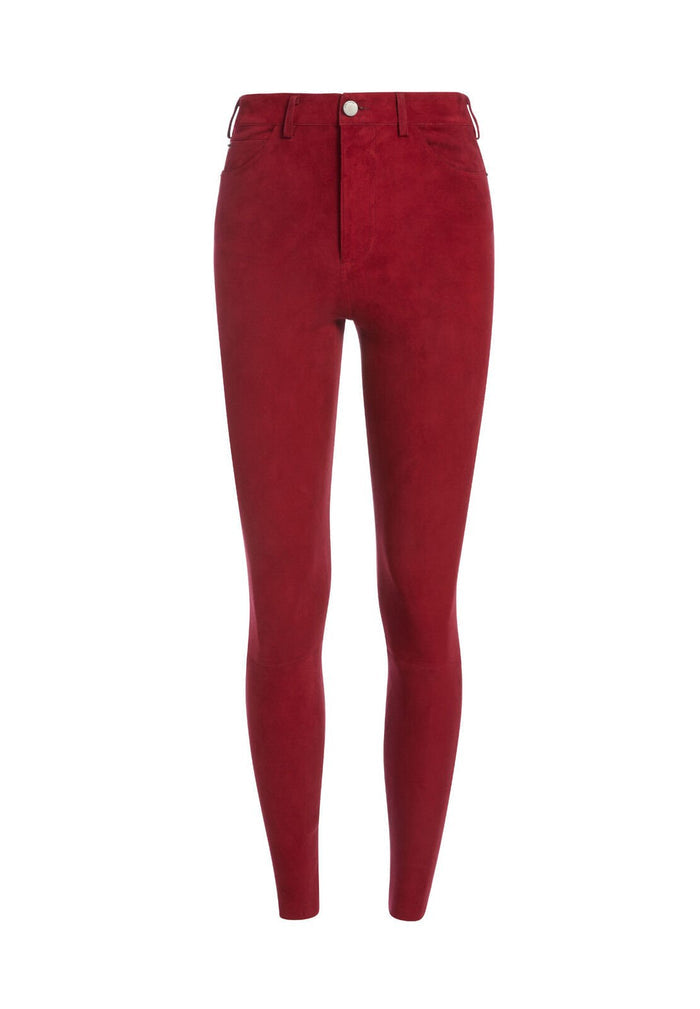 MIKAH SUEDE HIGH RISE PANT - BORDEAUX