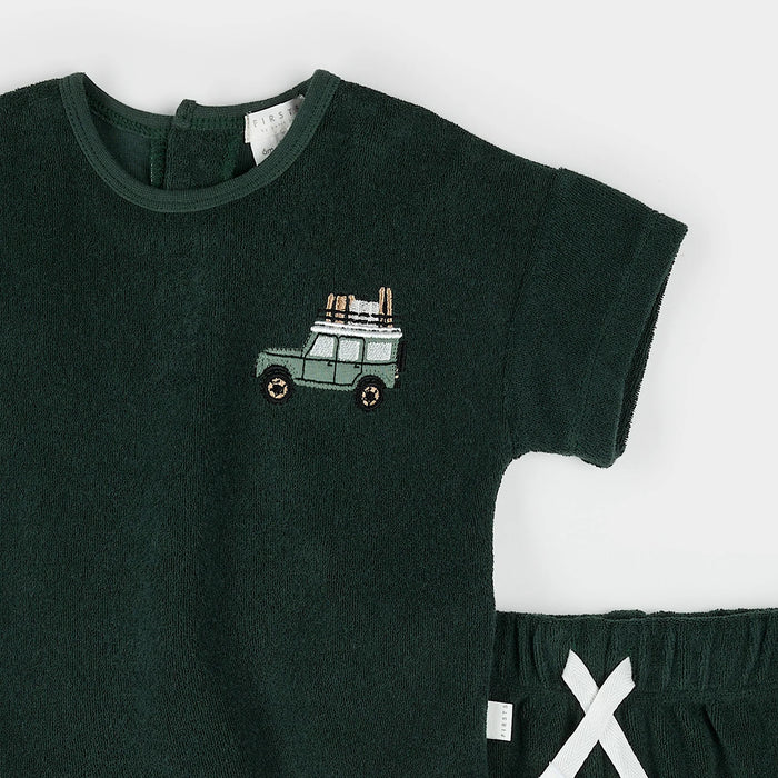Military Green Terry Shorts Set