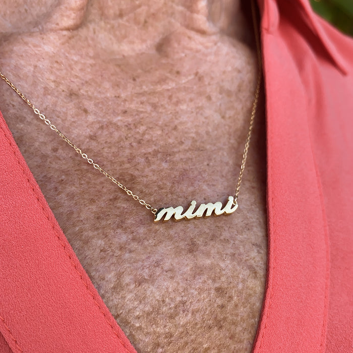 Mimi Silver Script Necklace