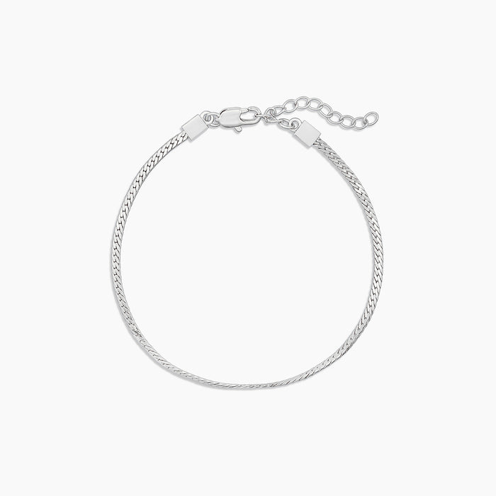 Mini Dani Silver Herringbone Anklet