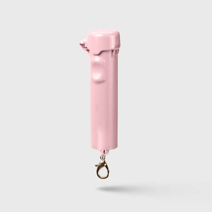 Small pink pepper spray keychain for personal safety