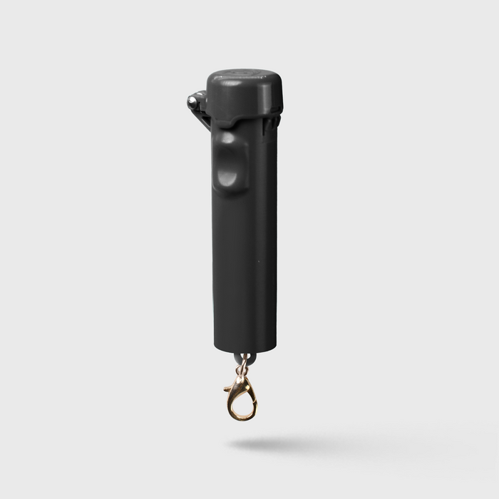 black mini pepper spray with keychain