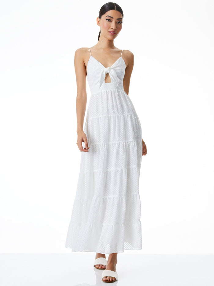 MINKA TIE FRONT MAXI DRESS - OFF WHITE