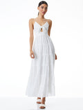 MINKA TIE FRONT MAXI DRESS - OFF WHITE