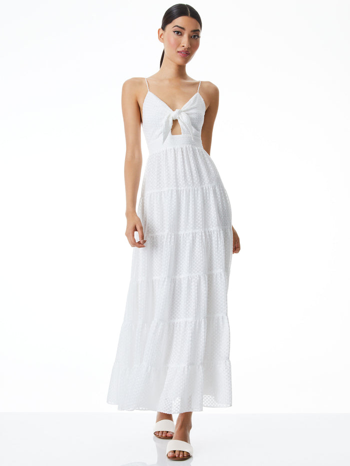 MINKA TIE FRONT MAXI DRESS - OFF WHITE