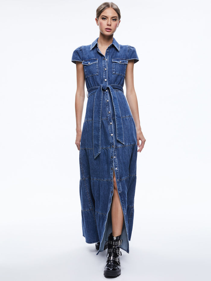 MIRANDA MAXI DENIM DRESS - LOLA BLUE