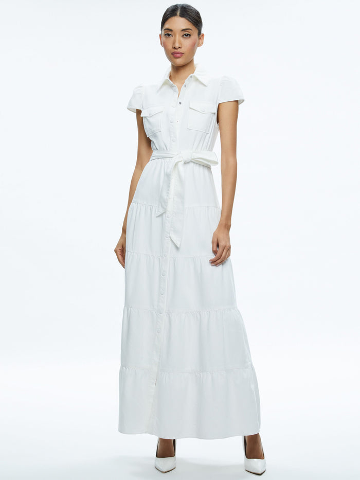 MIRANDA MAXI DENIM DRESS - OFF WHITE