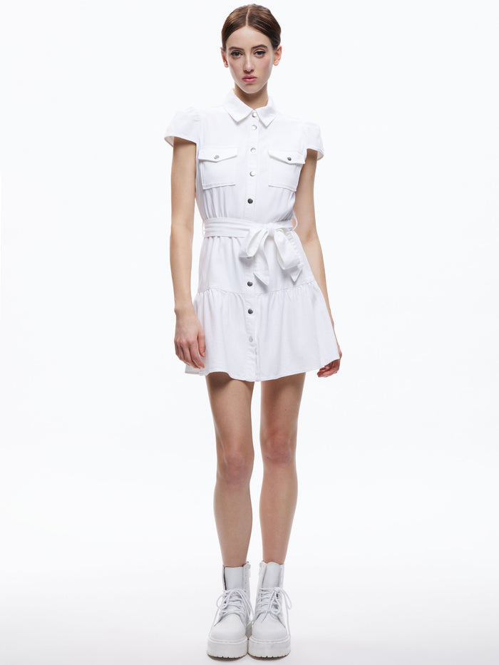 MIRANDA MINI DENIM DRESS - WHITE