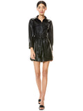 MIRANDA VEGAN TIE WAIST MINI DRESS - BLACK