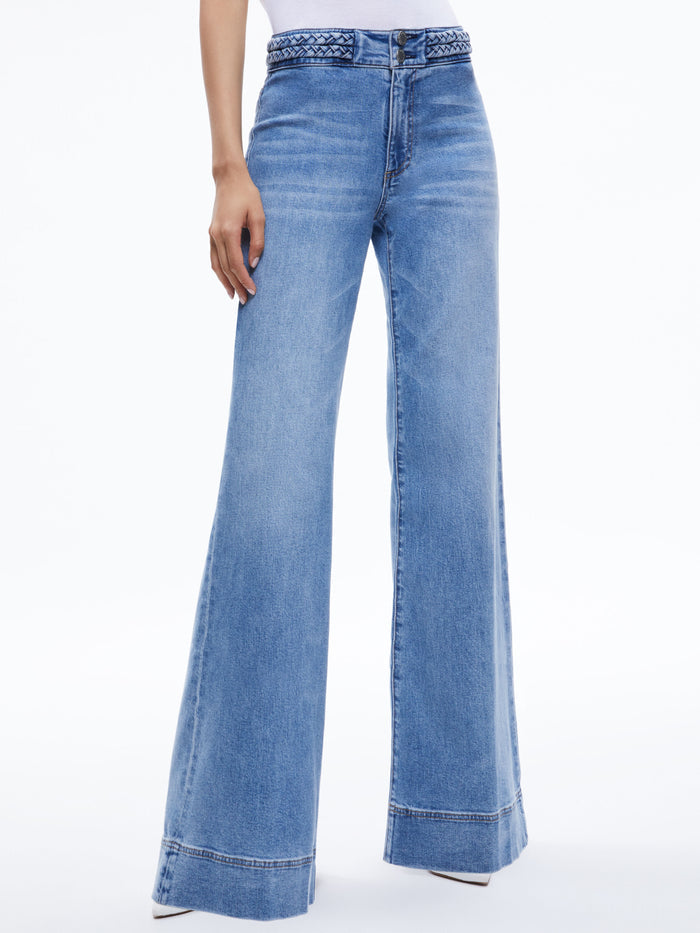 MISSY BRAIDED WAISTBAND JEAN - IVY BLUE