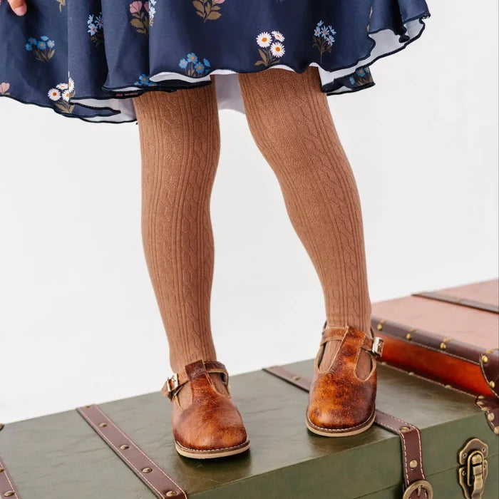 Mocha Cable Knit Tights