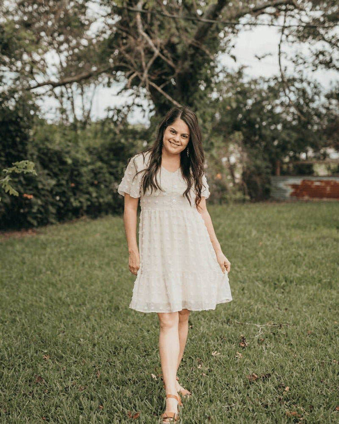 Mommy and Me Eden Short Sleeve Dot Dress - Ivory