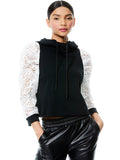 MUFFY PUFF SLEEVE HOODIE - BLACK/WHITE