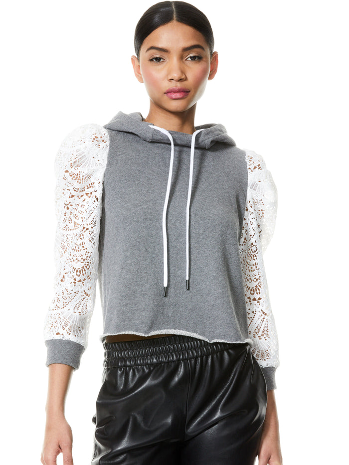 MUFFY PUFF SLEEVE HOODIE - MELANGE GREY