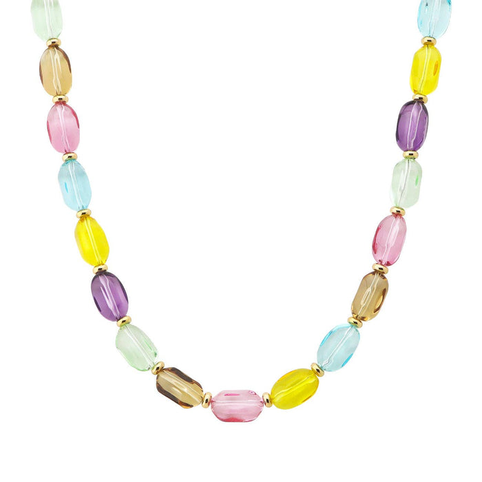 Multi Clear Crystal Rectangle Beaded 16"-18" Necklace