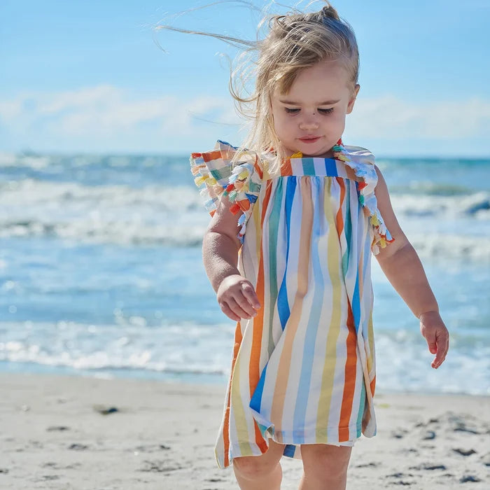 Multi Stripe Woven Flutter Dress