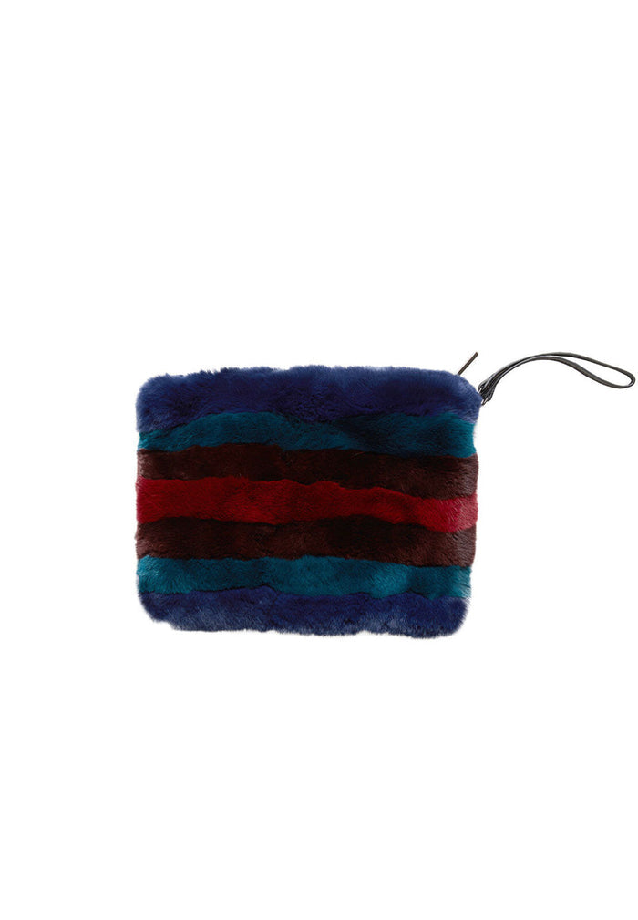 MULTISTRIPE FUR AGNES CLUTCH - MULTI STRIPE
