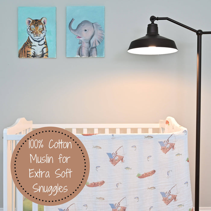 Muslin Quilt Baby & Kids Blanket Gone Fishing