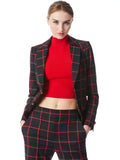 MYA NOTCH COLLAR BLAZER - BLACK/PERFECT RUBY